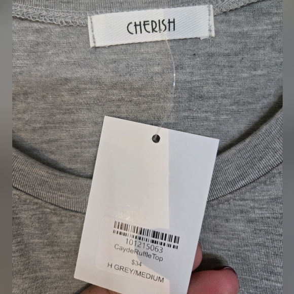 NWT Cherish gray ruffle top - Picture 3 of 5